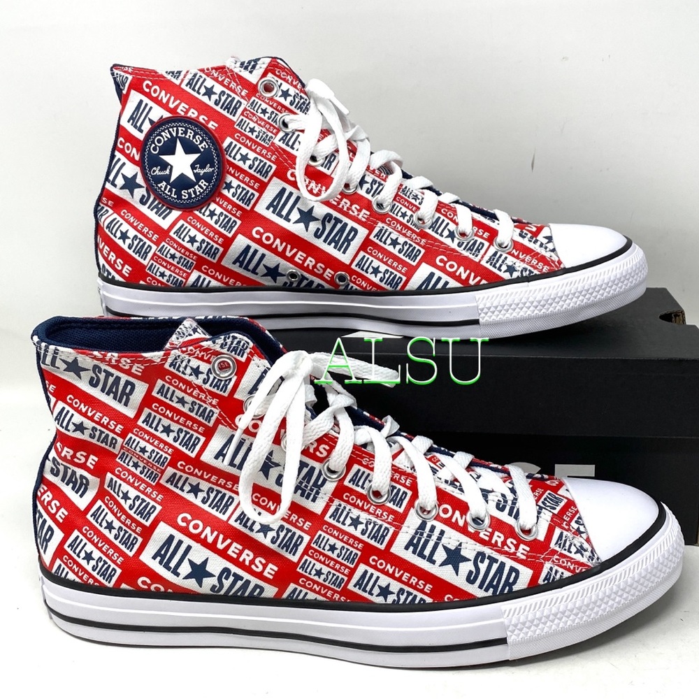 Converse Chuck Taylor All Stars Logo Red High Canvas Sneaker Womens Size 166984F - Picture 2 of 8